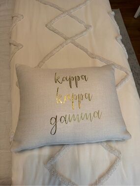 Gold Script 'Kappa Kappa Gamma' Decorative Pillow - Cream